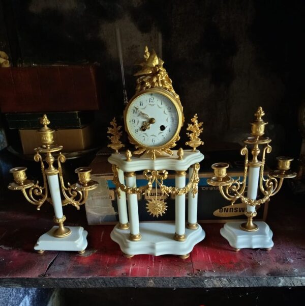 French Louis XVI style mantelpiece set